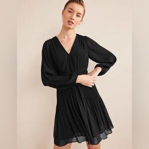 NWT BODEN V-neck Plisse Dress Black 12